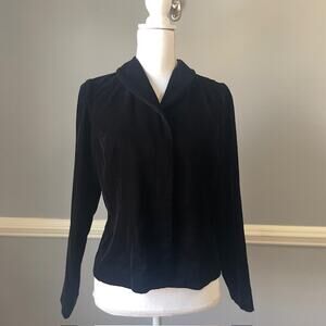 Talbots Petites 10 Black Velvet Blazer Vintage Style Evening Jacket Quiet Luxury